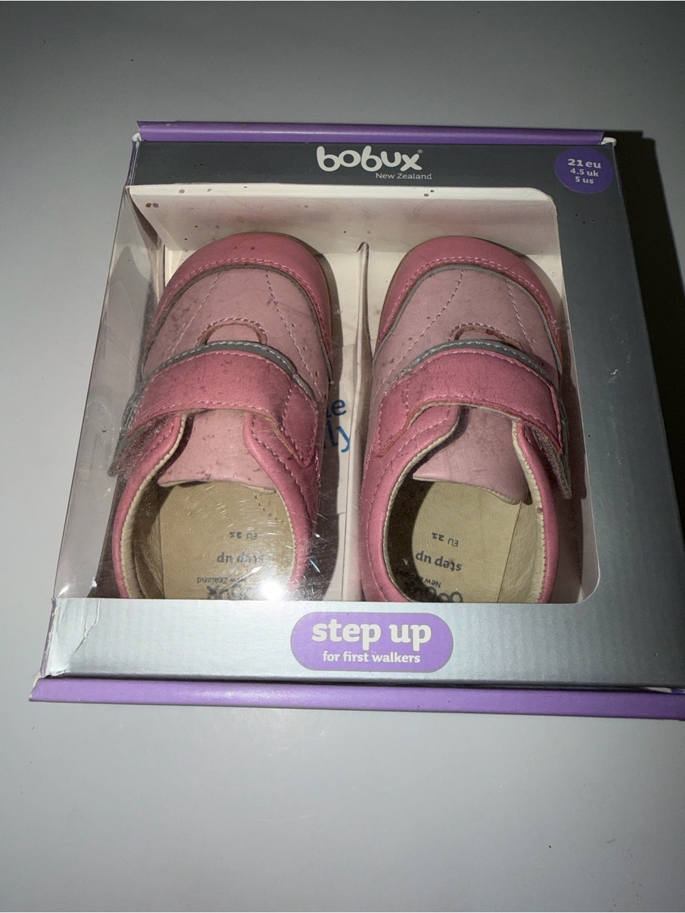 NWT Bobux Step Up Pink Leather First Walker Shoes | Size 5 US 21 EU